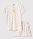 Pijama corto de lunares rosas de niña de algodón