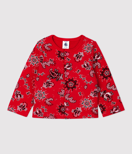Cárdigan estampado de bandana de muletón para bebé rojo TERKUIT/blanco MULTICO