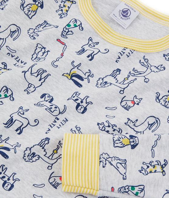 Pijama de corte muy ajustado de punto para niño gris POUSSIERE/blanco MULTICO