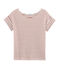 Camiseta manga corta de lino para mujer blanco MARSHMALLOW/rosa COPPER