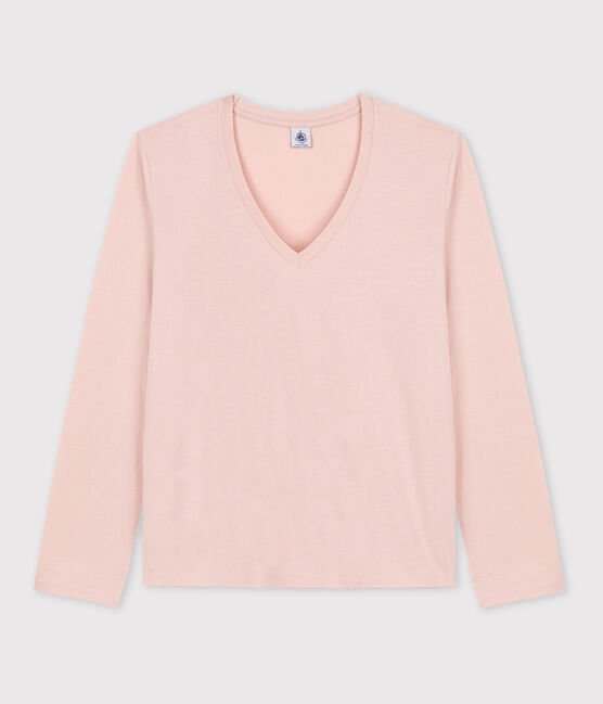 Camiseta de algodón Le Droit con cuello de pico para mujer rosa SALINE