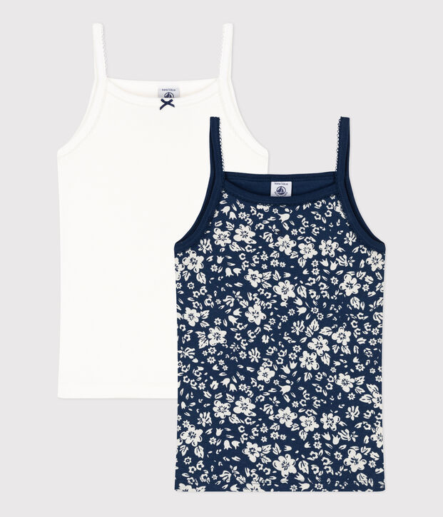 Juego de 2 camisetas de tirantes de algod&oacute;n con flor para ni&ntilde;a multicolor