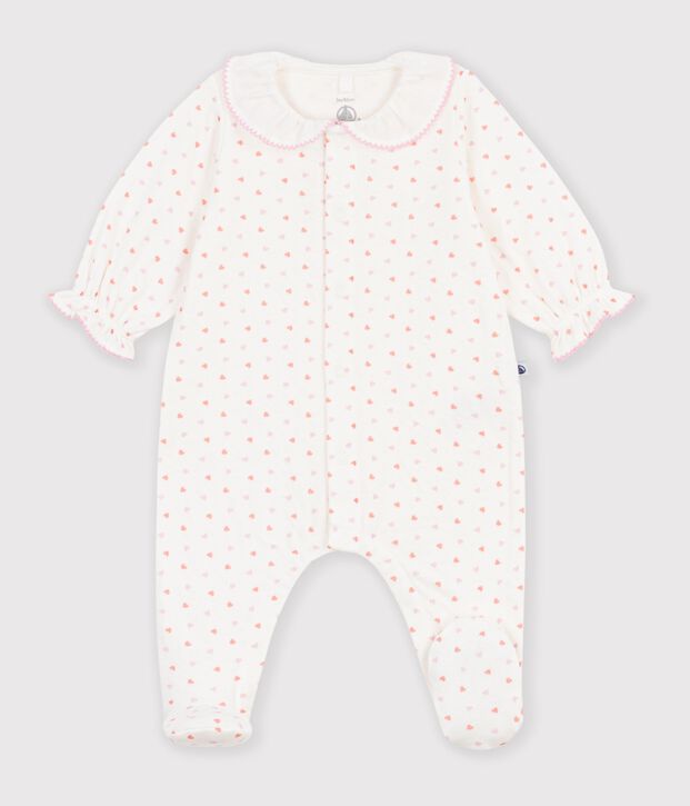 Pijama de t&uacute;bico con estampado de corazones para beb&eacute; blanco/multicolor