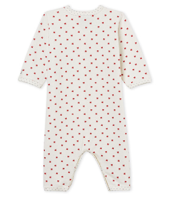 Pelele de tejido túbico para bebé niña blanco MARSHMALLOW/rojo TERKUIT
