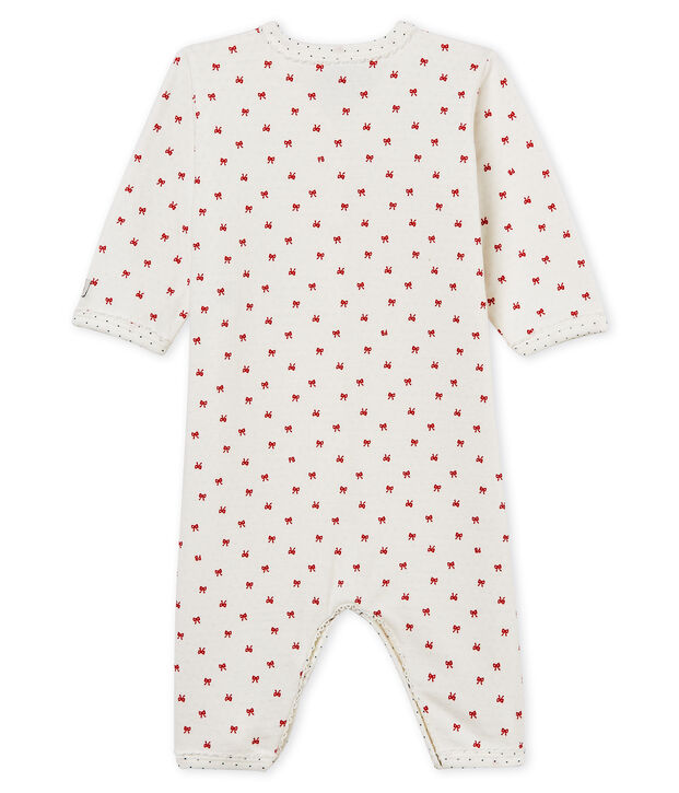 Pelele de tejido t&uacute;bico para beb&eacute; ni&ntilde;a blanco/rojo