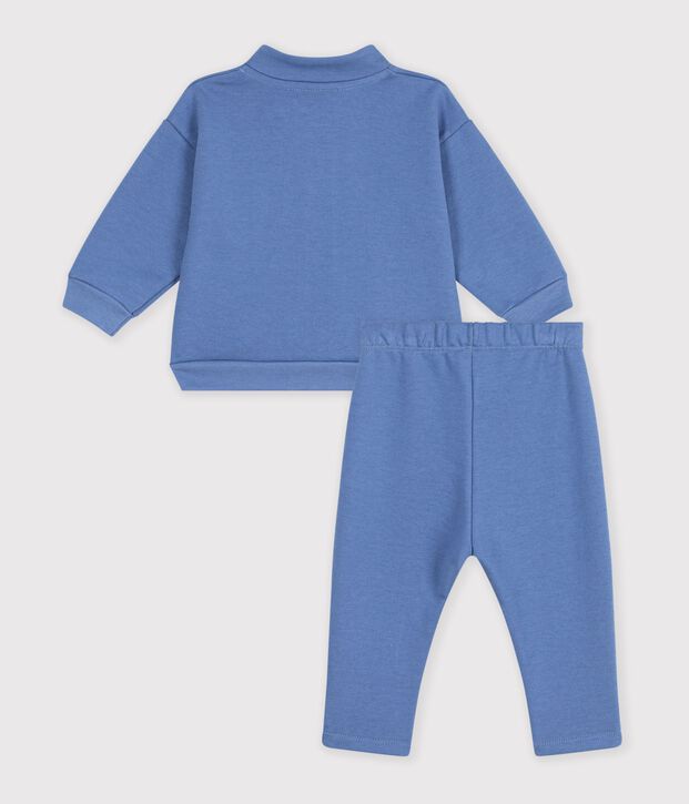 Conjunto de sudadera y pantal&oacute;n de algod&oacute;n liso para beb&eacute; azul