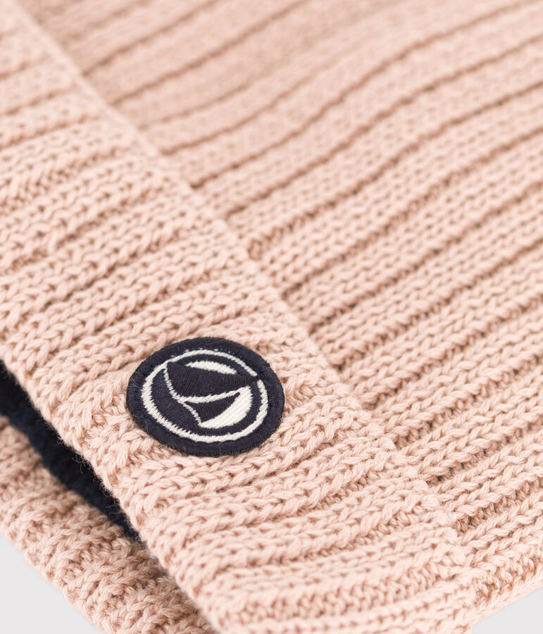 Gorro de punto tricotado con forro polar para beb&eacute; rosa