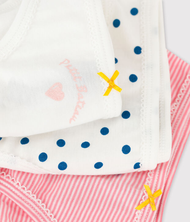 Juego de 3 braguitas con estampado de coraz&oacute;n de ni&ntilde;a de algod&oacute;n multicolor