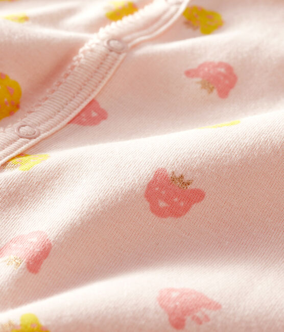 Pelele corto de punto para bebé de niña rosa FLEUR/blanco MULTICO