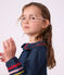 Vestido infantil liso de manga larga de tejido denim azul