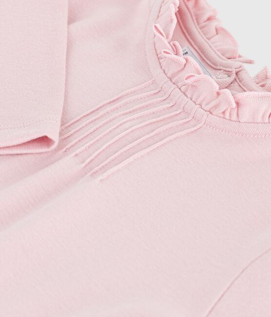 Camiseta infantil lisa de algodón de manga larga rosa JOLI