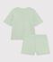 Pijama con pantalón corto y camiseta de algodón liso para mujer verde HERBIER