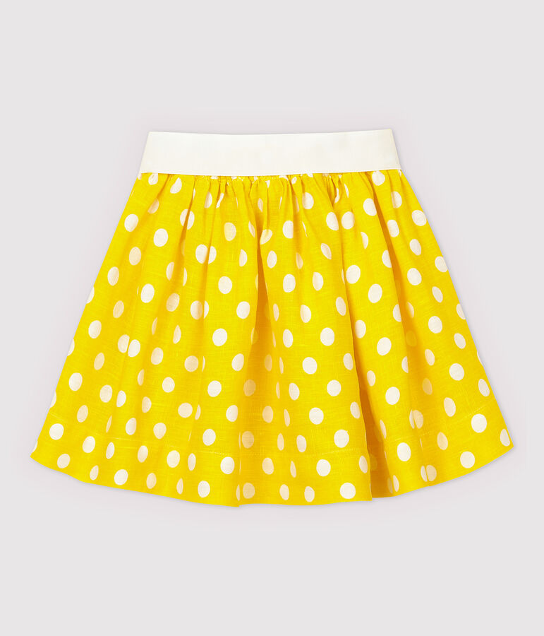 Falda de lino de ni&ntilde;a amarillo/blanco