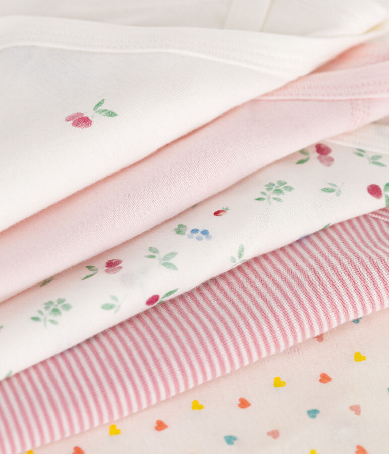 Juego de 5 bodis cruzados y estampados de manga larga de algod&oacute;n para beb&eacute; multicolor