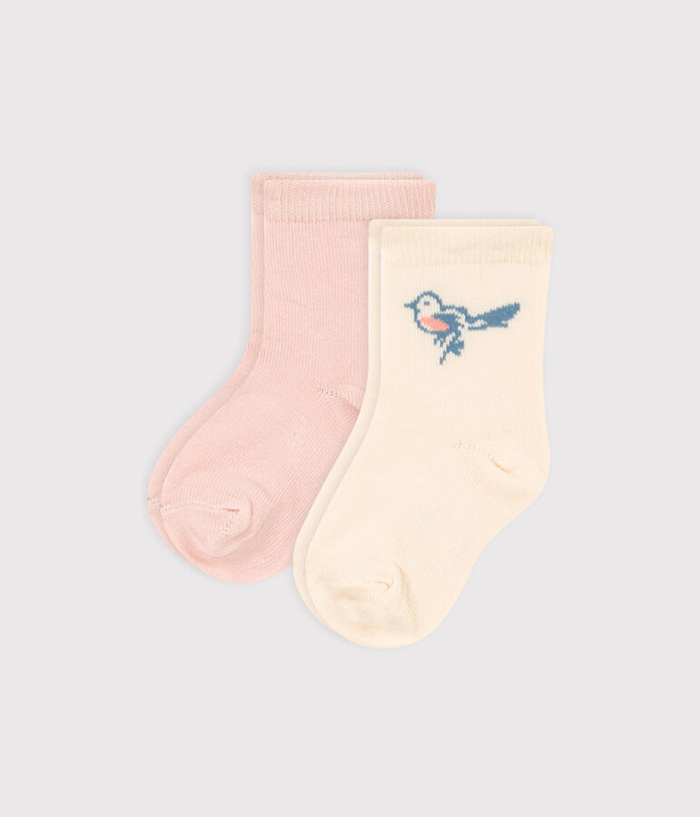 Juego de 2 pares de calcetines con p&aacute;jaro para beb&eacute; multicolor