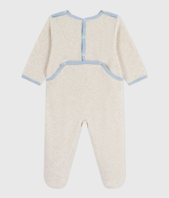 Pijama liso de terciopelo con abertura trasera para bebé beige MONTELIMAR CHINE