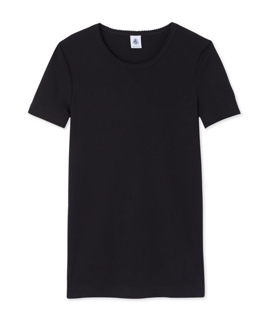 Camiseta manga corta lisa para mujer negro NOIR