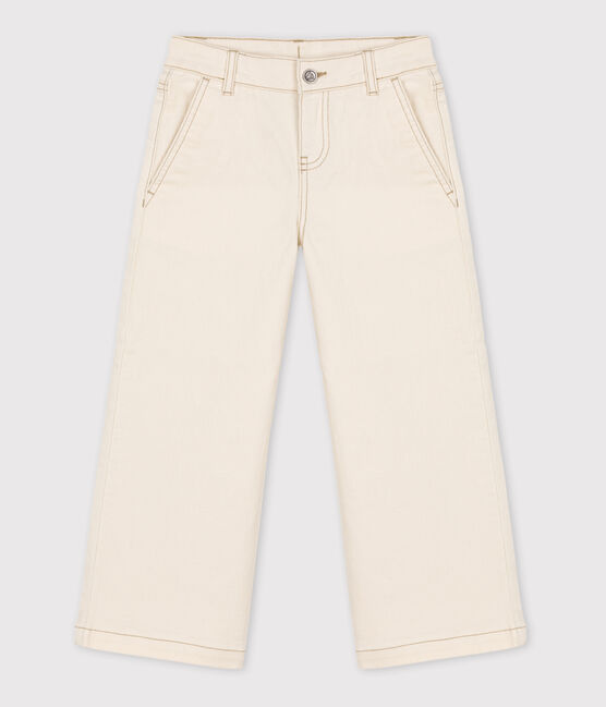 Pantalón de campana de tejido vaquero para niña crudo AVALANCHE
