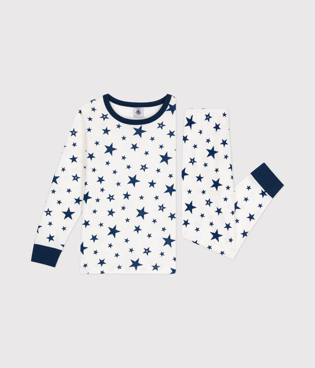 Pijama infantil de algod&oacute;n con estampado de estrellas azul/azul