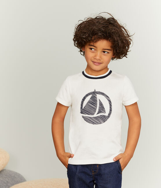 Camiseta de manga corta para niño blanco MARSHMALLOW