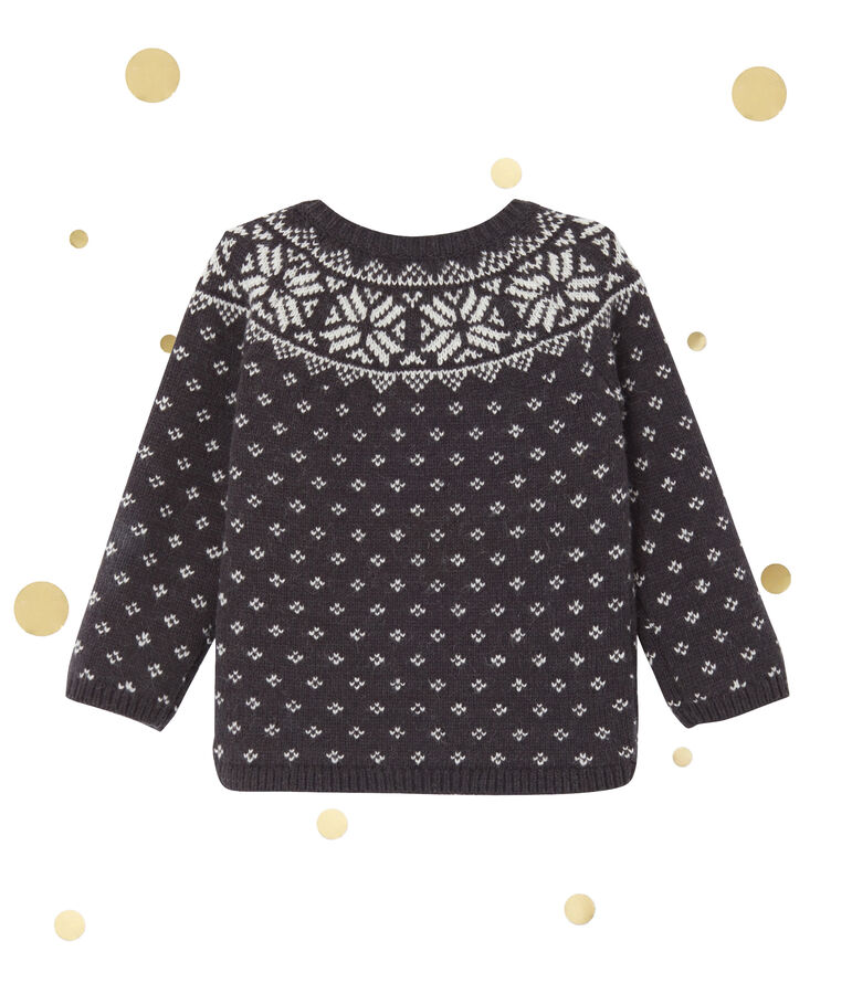 Cardigan de jacquard de beb&eacute; ni&ntilde;o en lana gris/multicolor