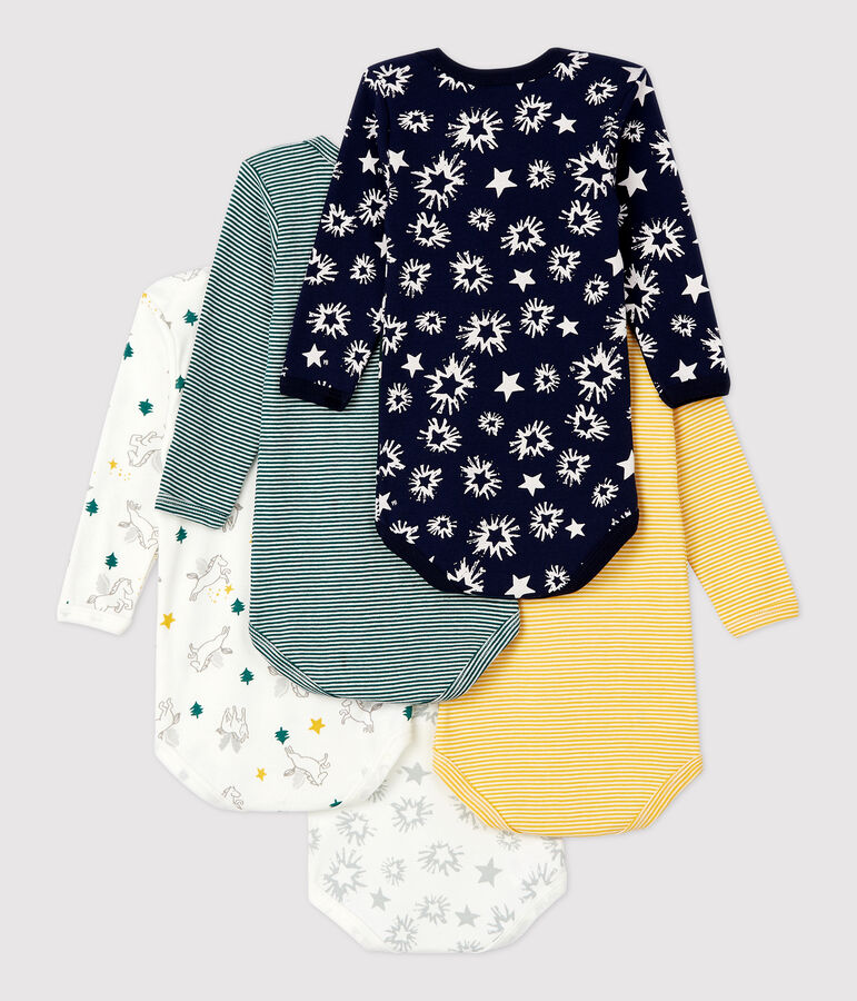 Juego de 5 bodis de manga larga con estrellas de beb&eacute; de algod&oacute;n multicolor