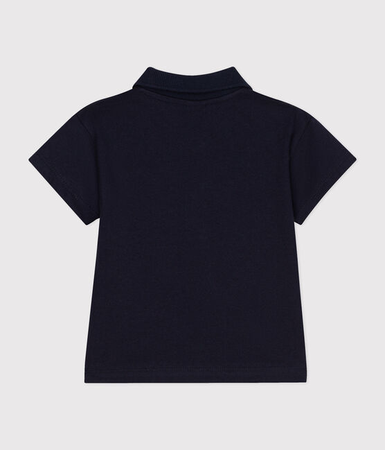 Polo de manga corta de algodón para bebé azul SMOKING