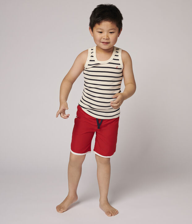 Short de ba&ntilde;o reciclado de ni&ntilde;o rojo
