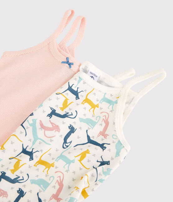 Juego de 2 camisas de tirantes de niña de algodón y lyocell variante 1