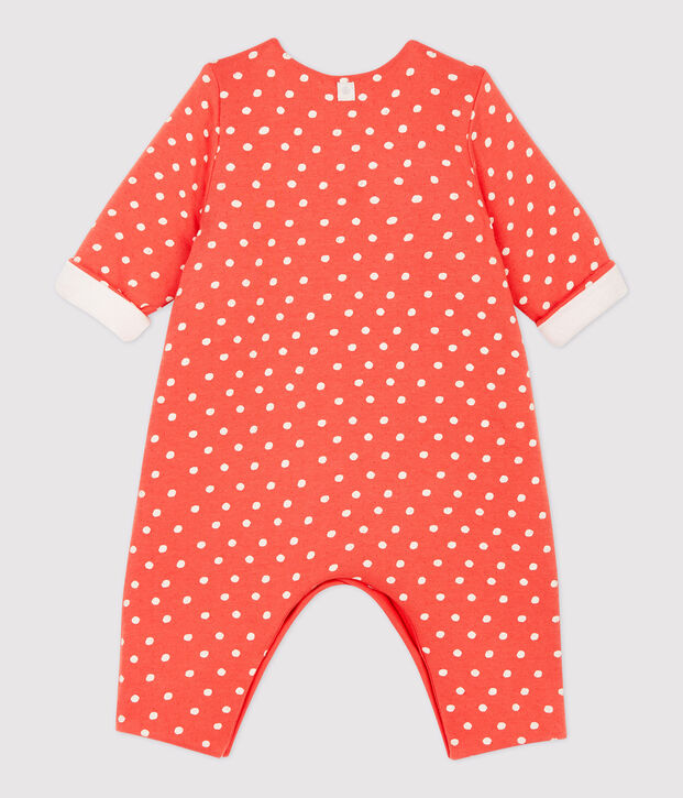 Mono largo con estampado de lunares de beb&eacute; de algod&oacute;n org&aacute;nico naranja/blanco