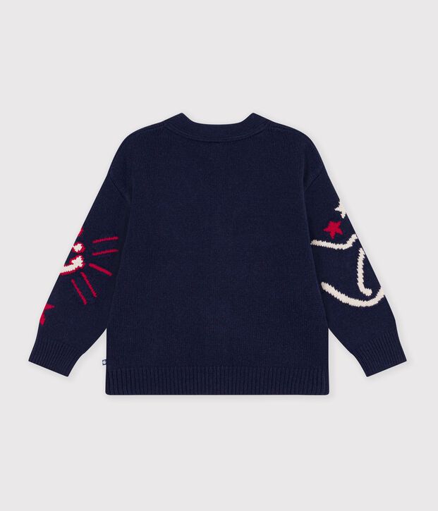 C&aacute;rdigan infantil de lana y algod&oacute;n con estampado rojo/multicolor
