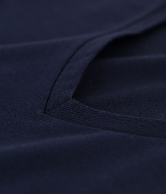 La camiseta RECTA de algodón con cuello de pico para mujer azul SMOKING
