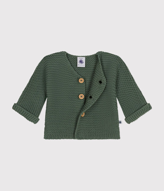 Cárdigan de punto bobo para bebé verde CROCO