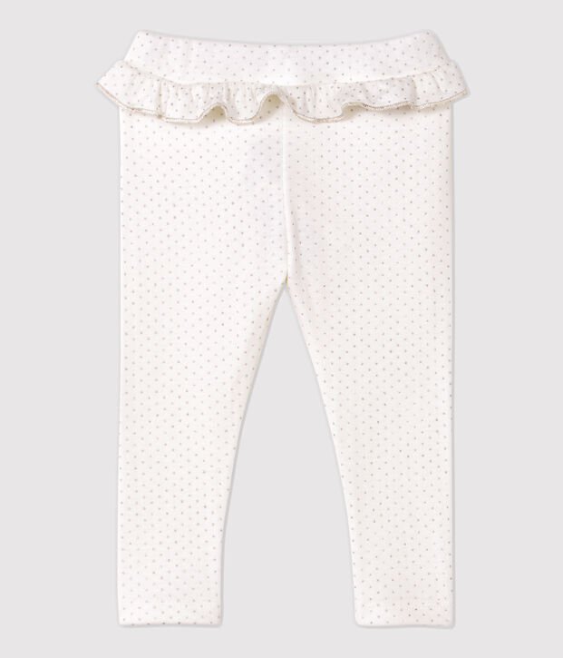 Leggings de algod&oacute;n de beb&eacute;. blanco/gris