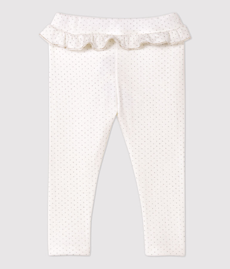 Leggings de algod&oacute;n de beb&eacute;. blanco MARSHMALLOW/gris ARGENT