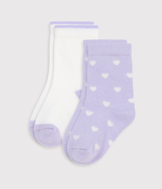 2 pares de calcetines de algodón con estampado de corazones para bebé variante 1