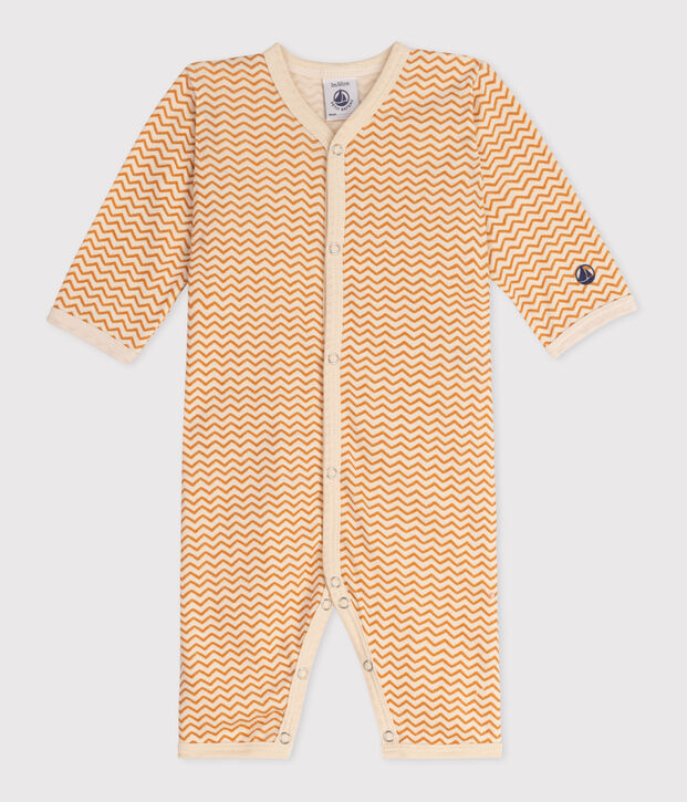 Pijama sin pies de algod&oacute;n estampado para beb&eacute; crudo/naranja