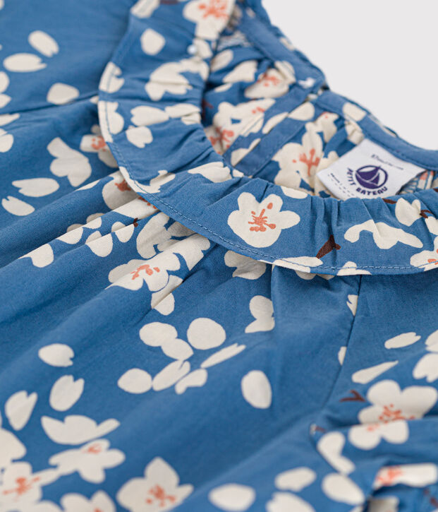 Blusa de manga corta de popelina de beb&eacute; azul/multicolor