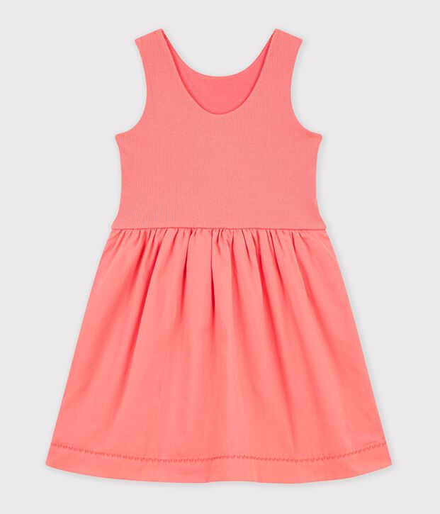 Vestido infantil liso de algod&oacute;n sin mangas FLAMAND