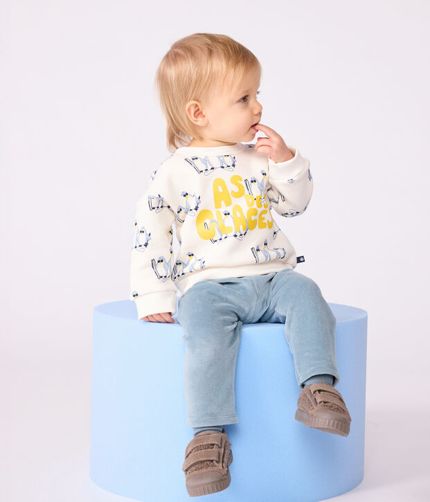 Sudadera de algod&oacute;n con estampado de ping&uuml;inos para beb&eacute; crudo/multicolor