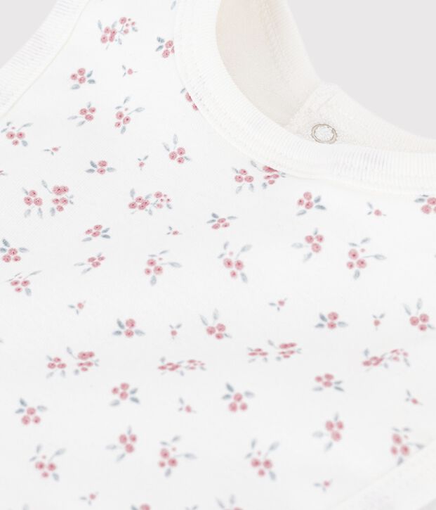 Babero de algod&oacute;n estampado para beb&eacute; blanco/rosa