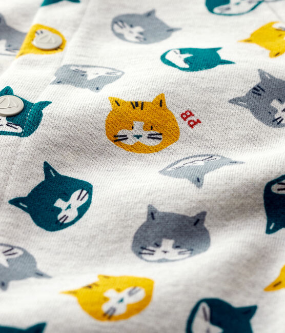 Mono de muletón de bebé. gris BELUGA/blanco MULTICO