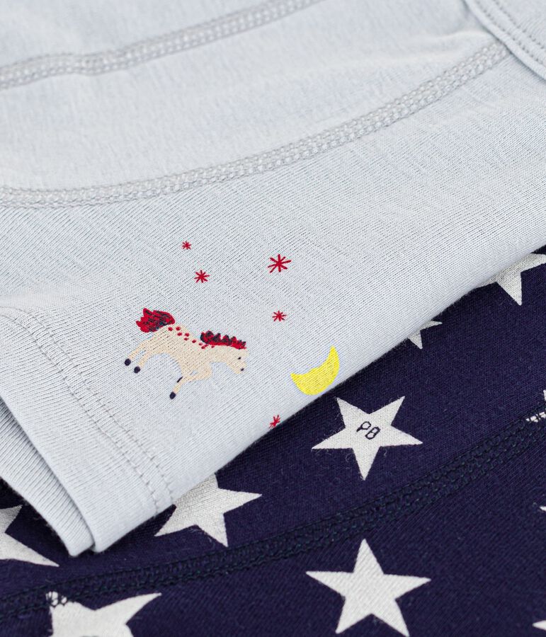 Juego de b&oacute;xeres infantiles de algod&oacute;n con ribete en la cintura y estampado de estrellas multicolor