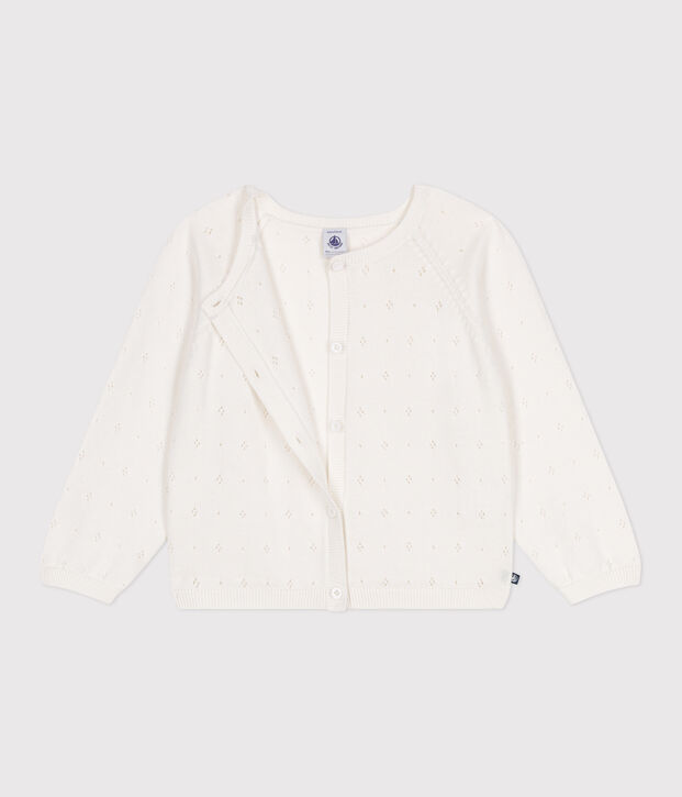 C&aacute;rdigan infantil de algod&oacute;n de punto de fantas&iacute;a blanco