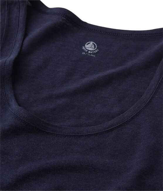 Camiseta sin mangas de lino para mujer azul SMOKING