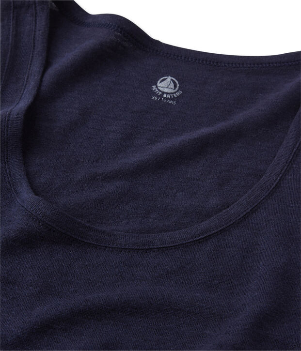 Camiseta sin mangas de lino para mujer azul