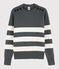 Jersey marinero de algodón de mujer gris ORAGE/blanco MARSHMALLOW