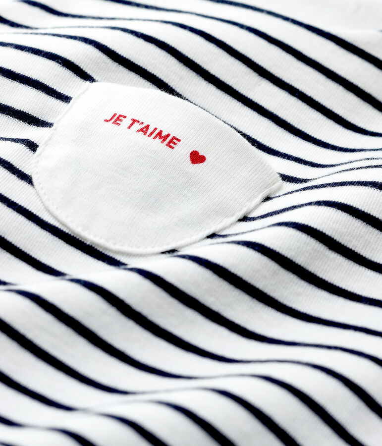 Peto largo de rayas de beb&eacute; de algod&oacute;n ecol&oacute;gico blanco/azul