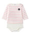 Body marinero de manga larga para bebé blanco MARSHMALLOW/rosa BABYLONE