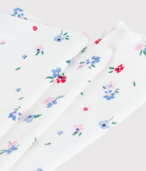 Leggings de algod&oacute;n con estampado de flores para beb&eacute; blanco/multicolor